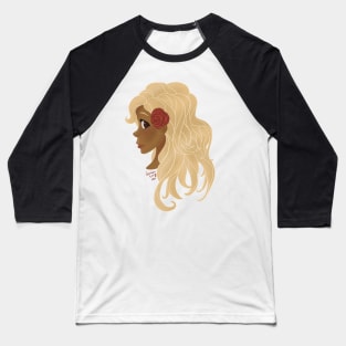 Blonde Girl with Flower in Hair Baseball T-Shirt